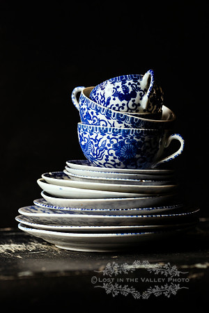 Patterned Teacups on Plates